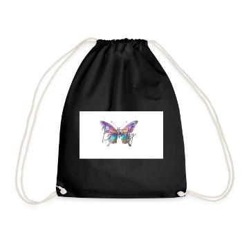 Colorful butterfly with watercolor effect - Drawstring Bag - black - Front