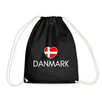 Cœur avec le drapeau du Danemark, j’aime le Danemark - Sac de sport léger - noir - Devant