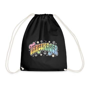 Threenager 3rd Birthday 3 Years Girls - Drawstring Bag - black - Front