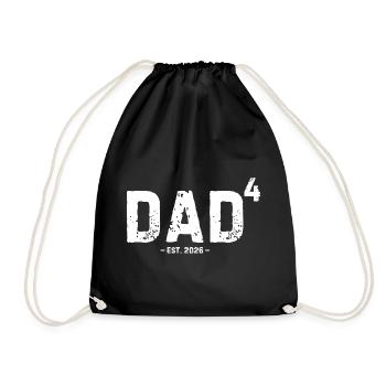 Dad4 Est 2026 Fourth Time Dad of Four Kids - Drawstring Bag - black - Front