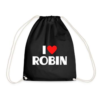 I Love Robin Red Heart Retro Statement - Drawstring Bag - black - Front