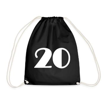 20. 20. JAHRESTAG. 20-JÄHRIGES JUBILÄUM. 20 JAHRE. - Turnbeutel - Schwarz - Vorne