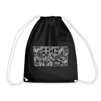 Weekend Cruisen Shirt Sticker für Tuning Fans - Turnbeutel - Schwarz - Vorne