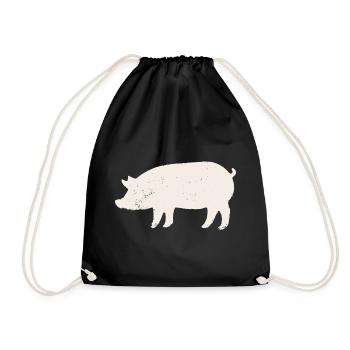 Pig - Drawstring Bag - black - Front