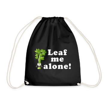 Leaf Me Alone Celery Pun Tee - Drawstring Bag - black - Front