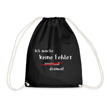 Keine Fehler 2 mal - Turnbeutel - Schwarz - Vorne