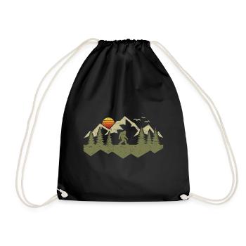 Wald Bigfoot Berge Natur Wandern Outdoor Sasquatch - Turnbeutel - Schwarz - Vorne