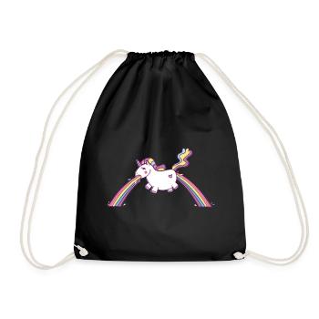 Kotzendes Einhorn, Regenbogen Kotze - Turnbeutel - Schwarz - Vorne