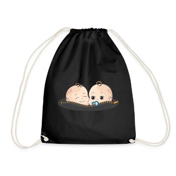 Twins Baby Pacifier Gift Baby Belly - Drawstring Bag - black - Front