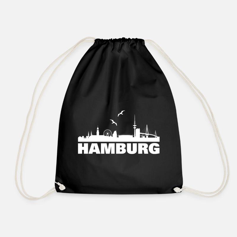 Hamburg Skyline Silhouette Design - Turnbeutel - Schwarz