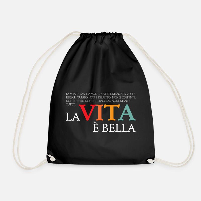 La vita e bella (dark) - Drawstring Bag - black