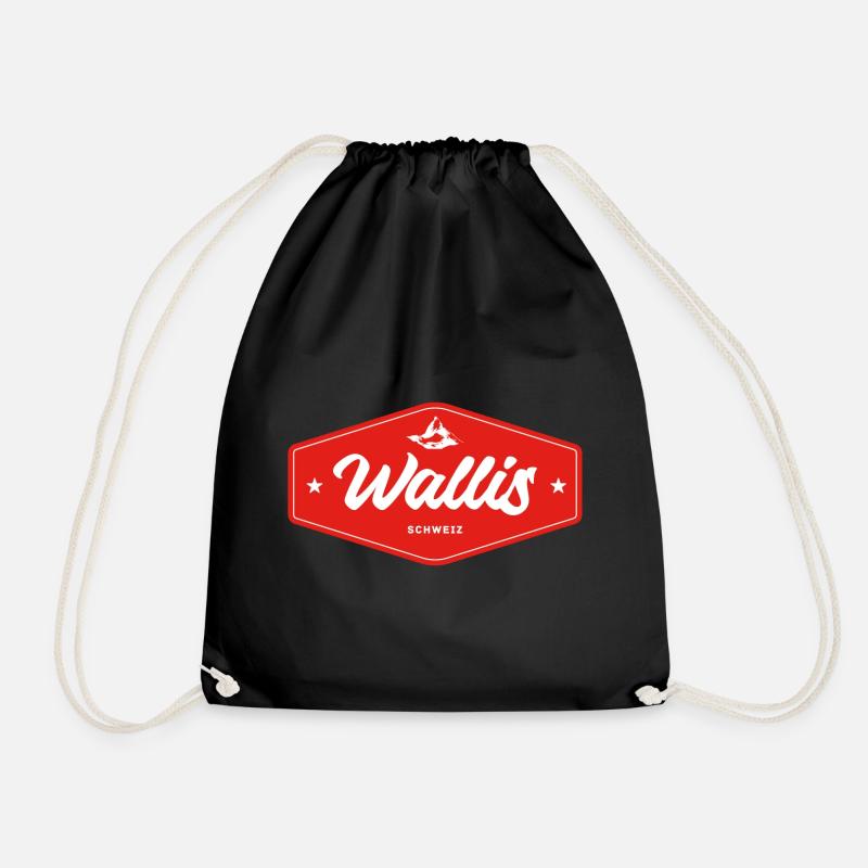 Wallis Alpen Retro Emblem - Turnbeutel - Schwarz