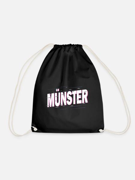 Münster Germany City Font Home Love - Drawstring Bag - black