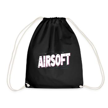 Airsoft Softair Waffe Sport Hobby Spieler Team - Turnbeutel - Schwarz - Vorne