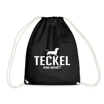 Teckel was sonst Hunde Spruch Wilsigns - Turnbeutel - Schwarz - Vorne