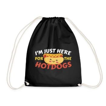 I'm Just Here For The Hot Dogs Lustiges Hot Dog - Drawstring Bag - black - Front