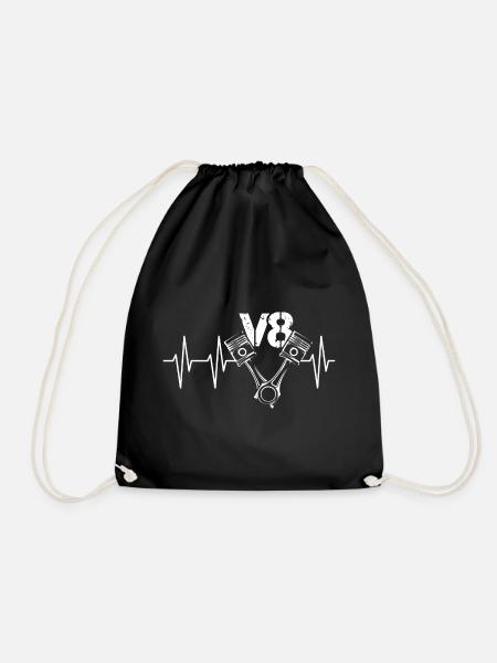 v8 Motor Symbol Herzschlag Puls Kolben Racing icon - Turnbeutel - Schwarz