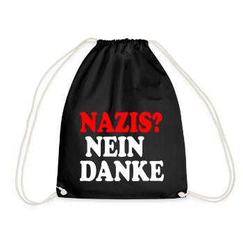 Nazis nein danke - Turnbeutel - Schwarz - Vorne