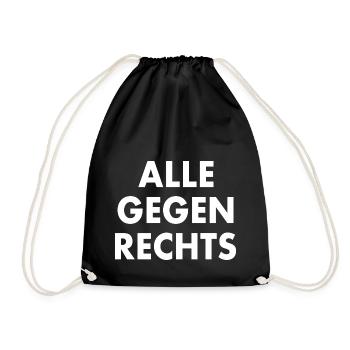 Alle gegen rechts - Turnbeutel - Schwarz - Vorne