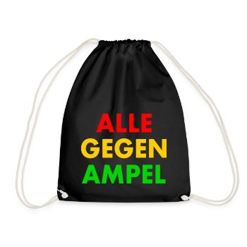 Alle gegen ampel - Turnbeutel - Schwarz - Vorne
