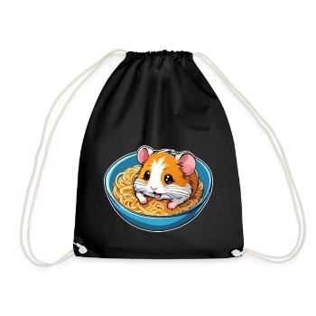Niedlicher Hamster mit Ramen Suppe - Turnbeutel - Schwarz - Vorne