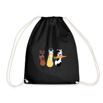 Funky Animal Design with Colorful Accessories - Drawstring Bag - black - Front