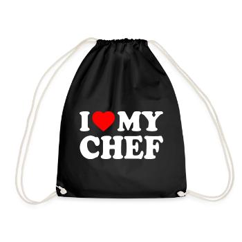 I love my chef - Drawstring Bag - black - Front