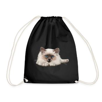 Chat aux yeux bleus au repos - Sac de sport léger - noir - Devant