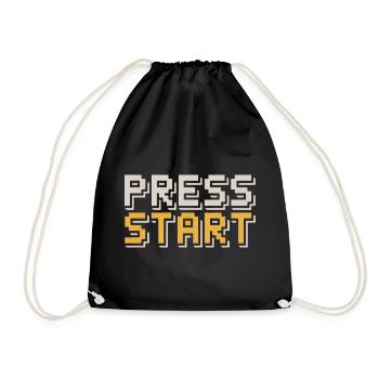 Press Start Retro Gamer Pixel Look Arcade - Drawstring Bag - black - Front
