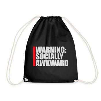 Warning Socially Awkward Funny Social Clumsy - Drawstring Bag - black - Front