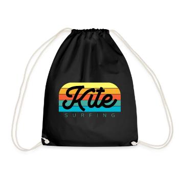 Kitesurfer Kiteboard Kitesurfing Kitesurf - Drawstring Bag - black - Front