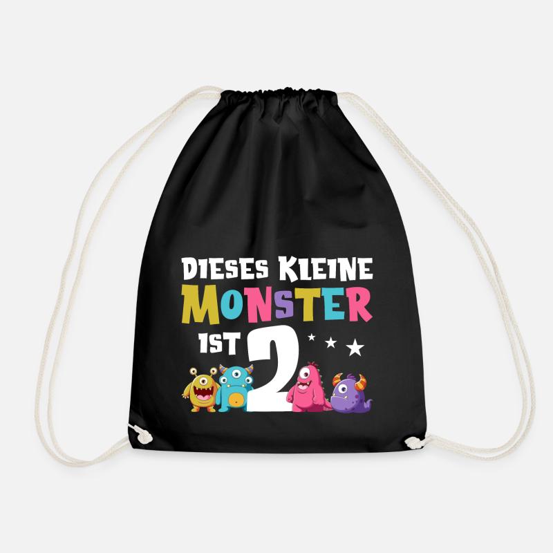 2 Geburtstag 2. Geburtstag Monster Spruch - Turnbeutel - Schwarz