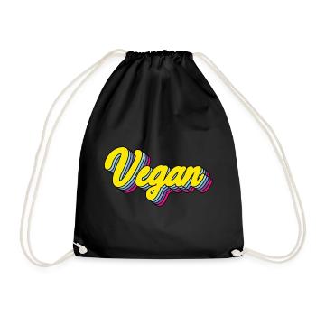 Vegan - Turnbeutel - Schwarz - Vorne