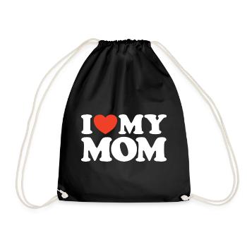 I love my Mom Heart Shirt - Drawstring Bag - black - Front