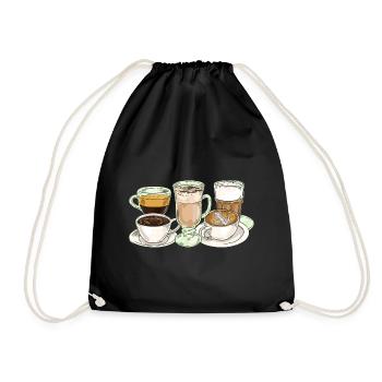 Coffee Coffee Lover Coffee Mug Barista Vintage - Drawstring Bag - black - Front