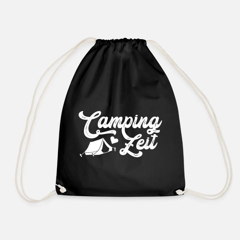 Camping Zeit Retro Lagerfeuer - Turnbeutel - Schwarz