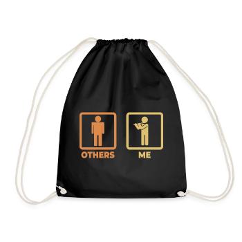 Funny Flutist Stick Figures - Drawstring Bag - black - Front