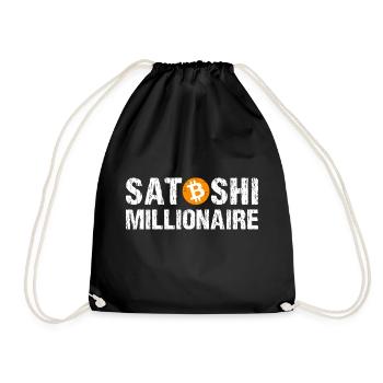 Satoshi Millionaire Cryptocurrency Bitcoin - Drawstring Bag - black - Front