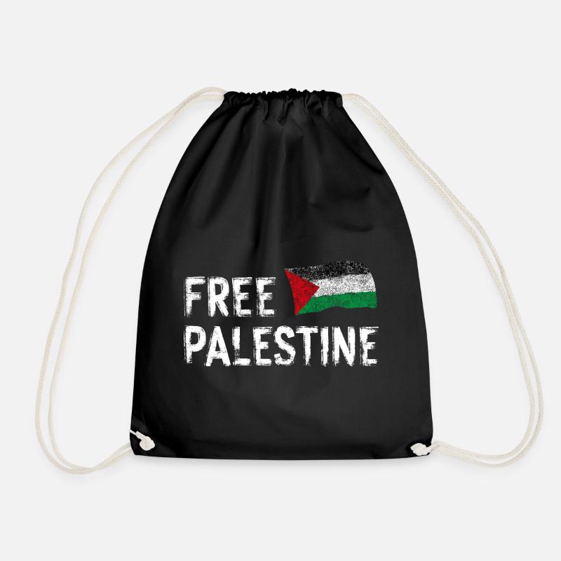 Free Palestine - Drawstring Bag - black