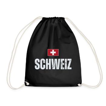 Schweizer Flagge, Schweizer Patriot - Turnbeutel - Schwarz - Vorne
