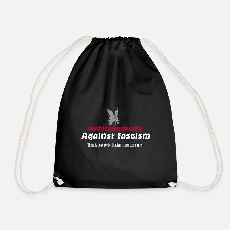 Againstfascism - Drawstring Bag - black