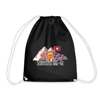 Swiss mountains, er, bears! cute Swiss bear - Drawstring Bag - black - Front