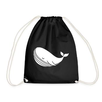 Whale silhouette minimalist sea motif - Drawstring Bag - black - Front
