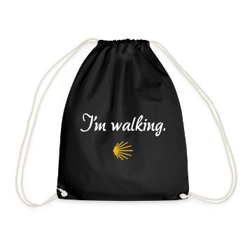 I'm walking | Jakobsweg, Pilger, Santiago - Turnbeutel - Schwarz - Vorne