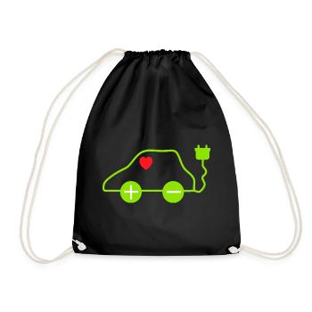 Green E-Car Heart Design - Drawstring Bag - black - Front