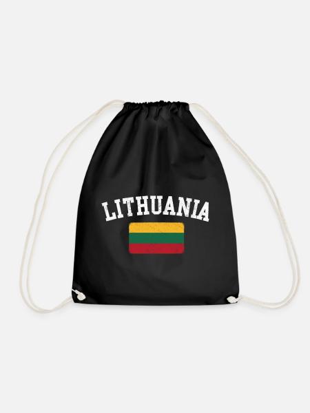 Lithuania Arch Flag Tee - Drawstring Bag - black