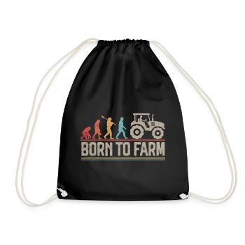 Born to Farm Evolution Farmer Funny Tractor Lover - Drawstring Bag - black - Front