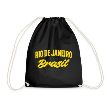 Rio de Janeiro Brasil Yellow Lettering - Drawstring Bag - black - Front