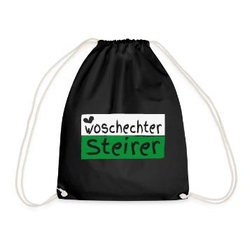 Woschechter Steirer, Steiermark, Mundart, Dialekt - Turnbeutel - Schwarz - Vorne
