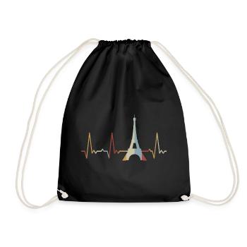 Heartbeat Eiffel Tower - Drawstring Bag - black - Front